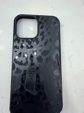 Loopy brand Black Leopard Gloss iPhone 12 Pro Max Case with Hand Grip